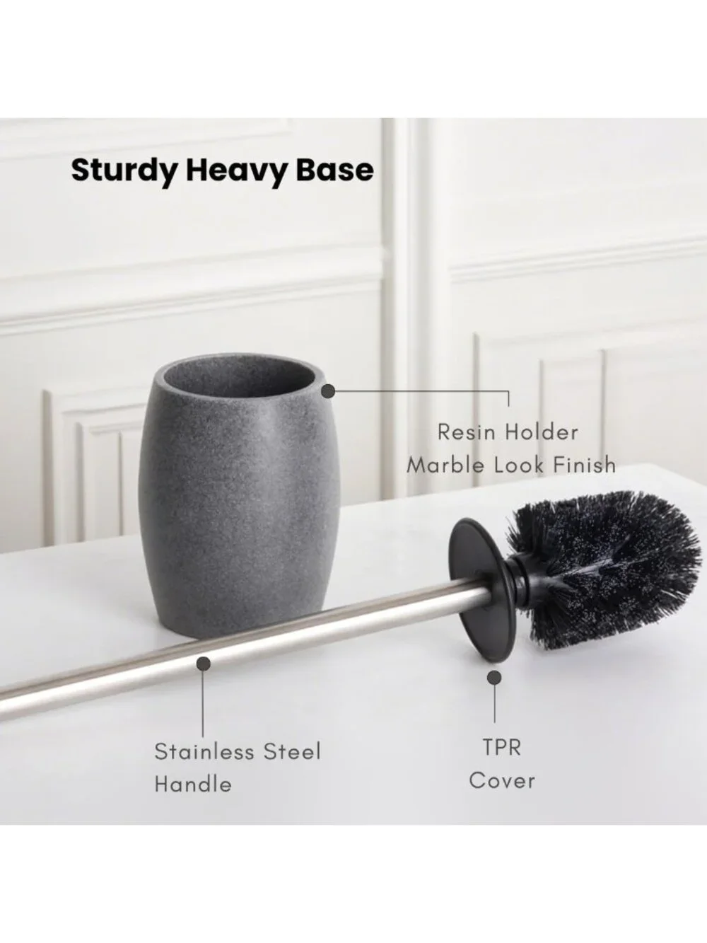 Stainless Steel Toilet Bowl Brush & Holder - 360° Deep Cleaning Scrubber Set